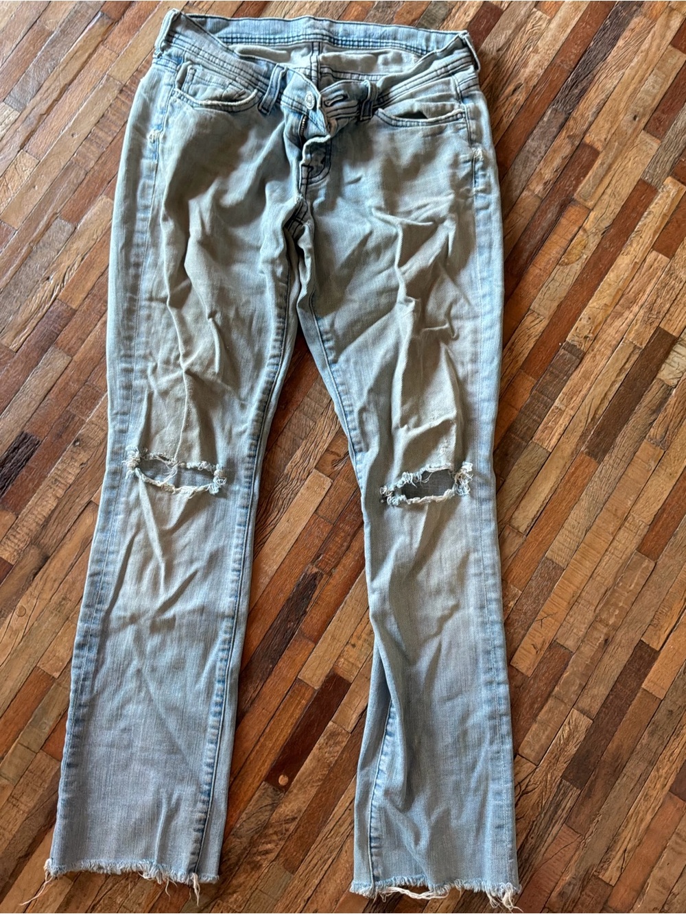 7 For All Mankind Light Blue Distressed Skinny Jeans